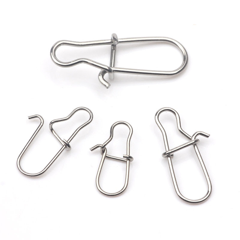 Rompin 100pcs 000-5# fishing nice hooked snap Pin 304 Stainless Steel Fishing Barrel Swivel Lure Connector Accessories Pesca
